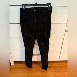 American Eagle Black Distressed Skinny Jeans